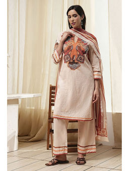 Biba - Women Cotton Straight Kurta with Palazzo and Dupatta (Set of 3)