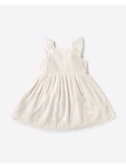 GAP - Girls Off White Cotton Solid Dress