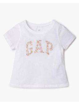 GAP - Girls Off White Cotton Printed T-shirt