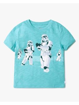 GAP - Boys Blue Cotton Printed T-shirt