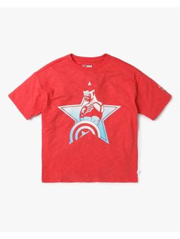 GAP - Boys Red Cotton Printed T-shirt