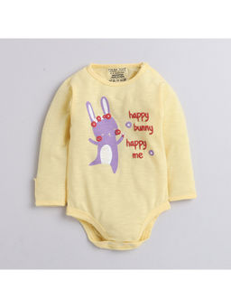 Polka Tots - Cotton Full Sleeve Bunny Print Bodysuit - Yellow
