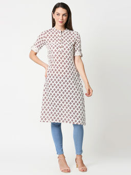 Bewakoof - White Vertical Stripes Kurta