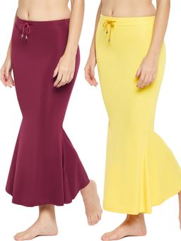 Secrets By ZeroKaata - Women Solid Mermaid Fit Saree Petticoat - Multi-Color (Pack of 2)