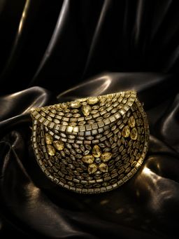A Clutch Story - Gold Luxe Kundan Black Clutch