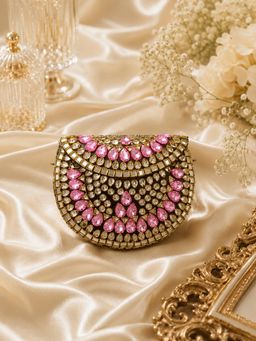 A Clutch Story - Pink Luxe Kundan Pink Clutch
