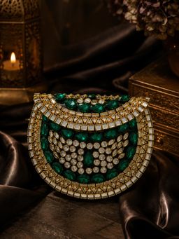 A Clutch Story - Emerald Luxe Kundan Green Clutch