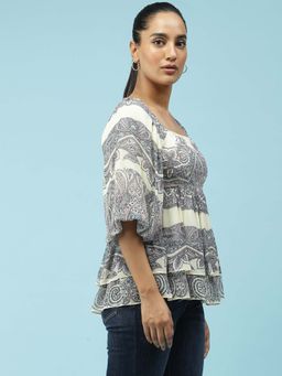 Label Ritu Kumar - Ecru Printed Top