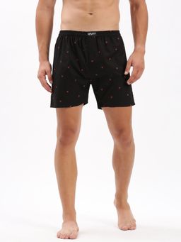 SHOWOFF - Mens Printed Black Cotton Slim Fit Boxer