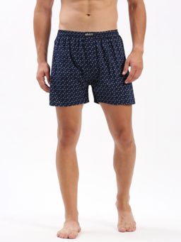 SHOWOFF - Mens Printed Navy Blue Cotton Slim Fit Boxer