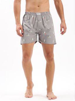 SHOWOFF - Mens Printed Grey Cotton Slim Fit Boxer