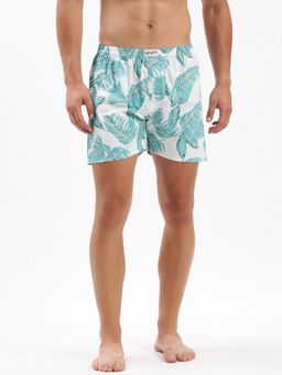 SHOWOFF - Mens Printed White Cotton Slim Fit Boxer