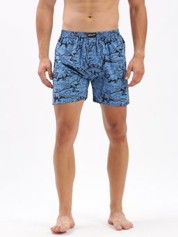 SHOWOFF - Mens Printed Blue Cotton Slim Fit Boxer
