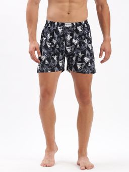 SHOWOFF - Mens Printed Navy Blue Cotton Slim Fit Boxer