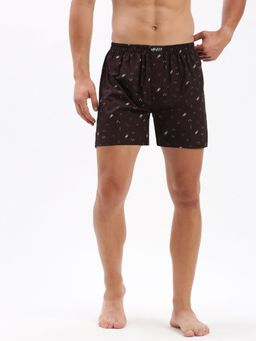 SHOWOFF - Mens Printed Wine Cotton Slim Fit Boxer