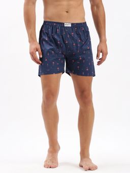 SHOWOFF - Mens Printed Blue Cotton Slim Fit Boxer