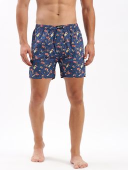 SHOWOFF - Mens Printed Blue Cotton Slim Fit Boxer