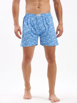 SHOWOFF - Mens Printed Blue Cotton Slim Fit Boxer