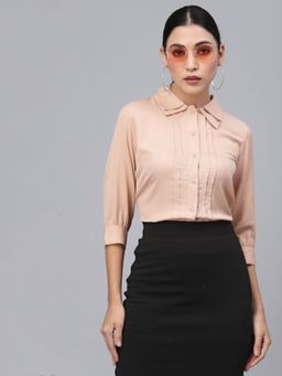 Style Quotient - Women Nude Color Smart Formal Shirt