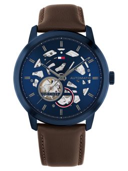 Tommy Hilfiger - Henry with Seagull Automatic Navy Brown Leather Strap Watch (TH1710660W) (M)