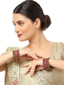 OOMPH - Rani Pink Bridal Chuda Bangles (Pack of 18) (2.6)