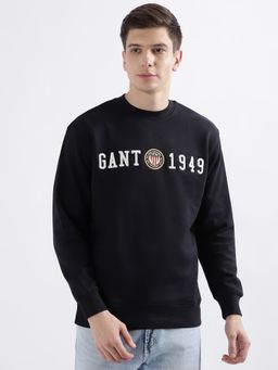 GANT - Black Round Neck Pullover Sweatshirt