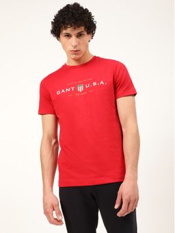 GANT - Men Red Pure Cotton T-Shirt