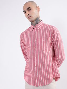 GANT - Men Striped Button Down Collar Cotton Casual Shirt