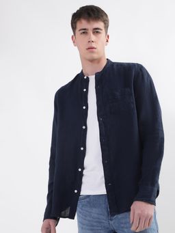 GANT - Classic Dyed Band Collar Opaque Linen Casual Shirt