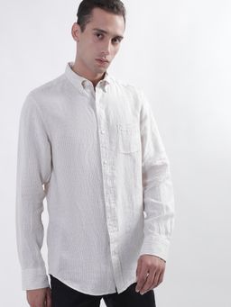 GANT - Striped Button-Down Collar Linen Casual Shirt