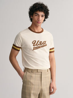 GANT - Round Neck Printed Varsity Cotton T-Shirt