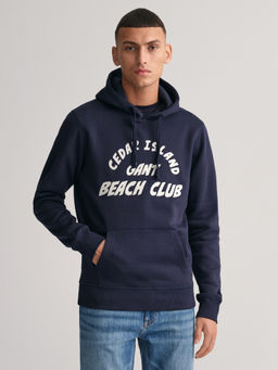 GANT - Typography Printed Hooded Pullover Sweatshirt