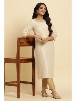 W - Ivory Solid Kurta