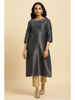 W - Grey Woven Kurta