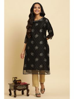 W - Black Floral Kurta