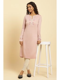W - Pink Embroidered Kurta