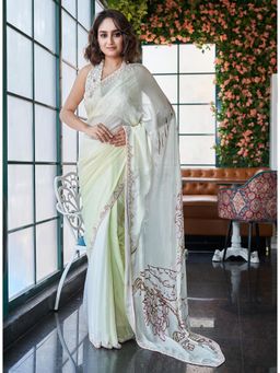 Simaaya - Green Timeless Chiffon Saree with Unstitched Blouse