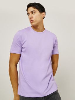 Styli - Purple Basic Crew Neck Regular Fit T-Shirt