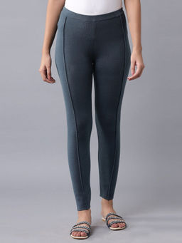 W - Blue Pintuck Leggings