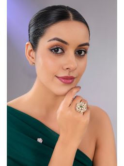 Auraa Trends - Gold Finish Gemstone Floral Ring
