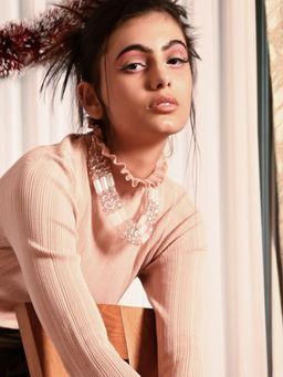 Odette - Women Pink and White Layered Metal Necklace