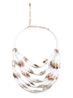 Odette - Women White and Gold Layered Statement Necklace