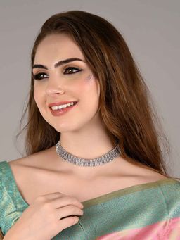 Odette - Women Silver Metal Statement Necklace