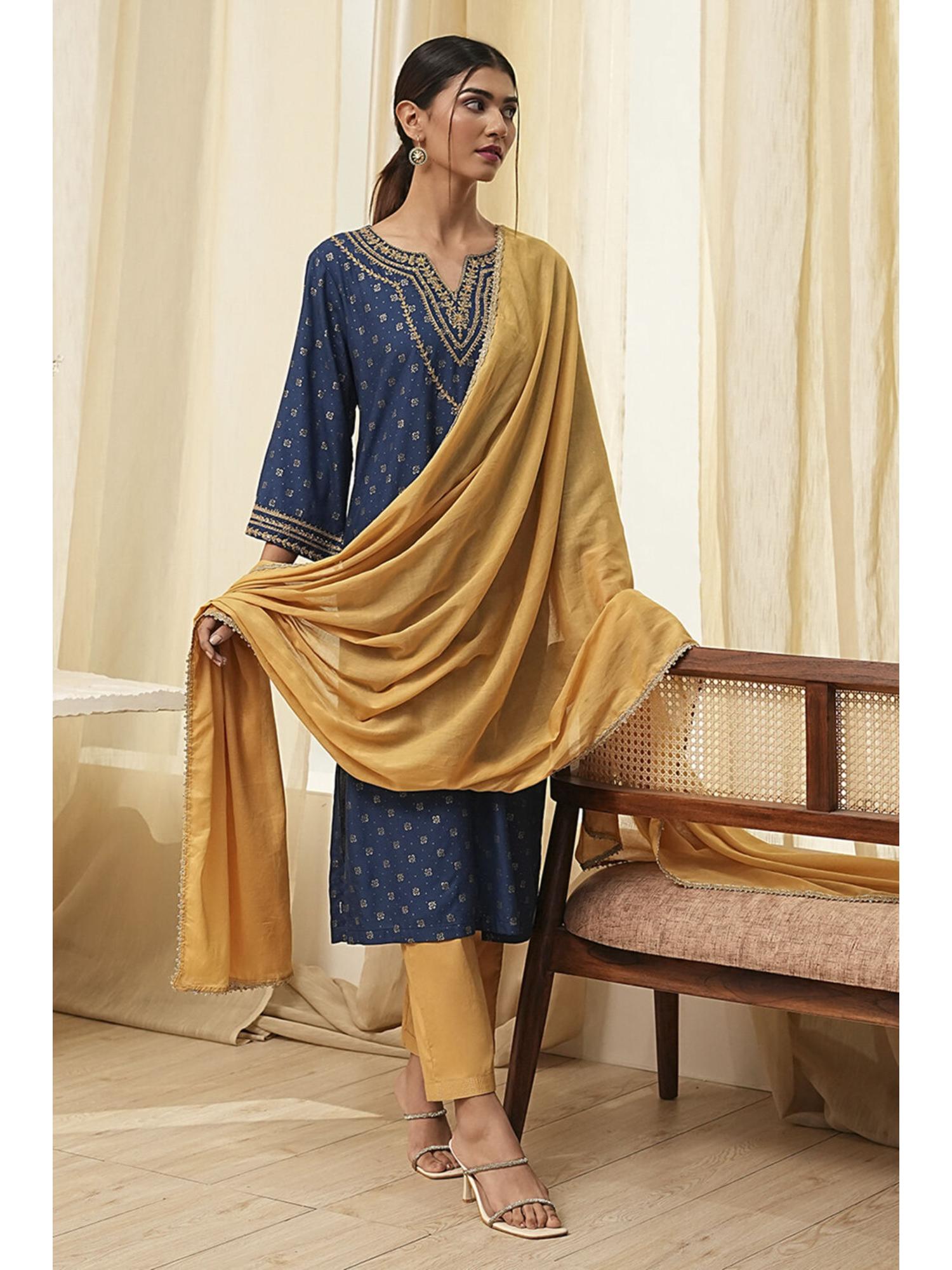 biba Yellow Solid Dupatta-picture-28