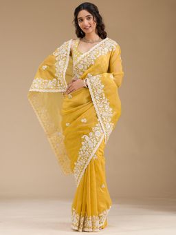 Koskii - Women Sequins Tissue Saree With Unstitched Blouse
