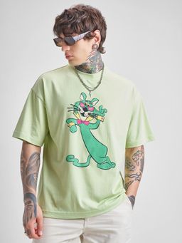 HIGHLANDER - Men Green Round Neck Oversized T-shirt