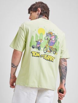 HIGHLANDER - Warner Bros Tom and Jerry Men Green Oversized T-shirt
