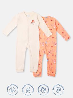 Nautinati - Infant Multi-Color Interlock Cotton Cute Animal Print Sleepsuit (Pack of 2)