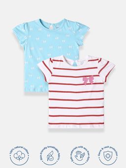 Nautinati - Girl Cotton Printed Multi-Color T-Shirt (Pack of 2)