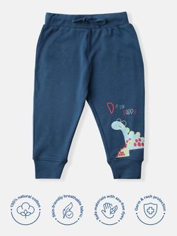 Nautinati - Infant Navy Blue Cotton Graphic Printed Joggers